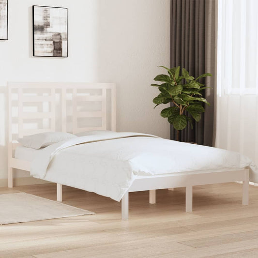 Bedframe Massief Hout Wit 120X190 Cm 4Ft Small Double