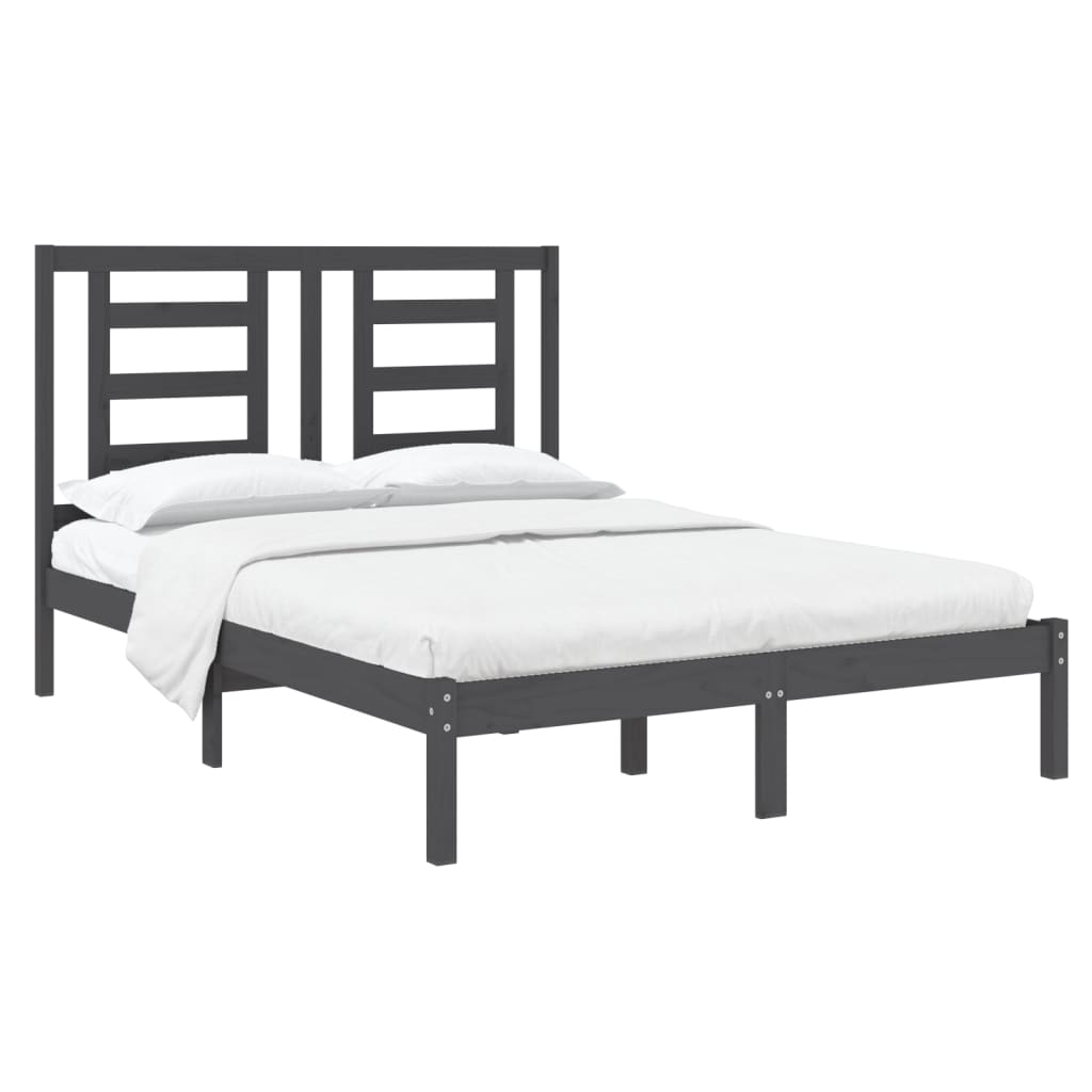 Bedframe Massief Hout Grijs 120X190 Cm 4Ft Small Double