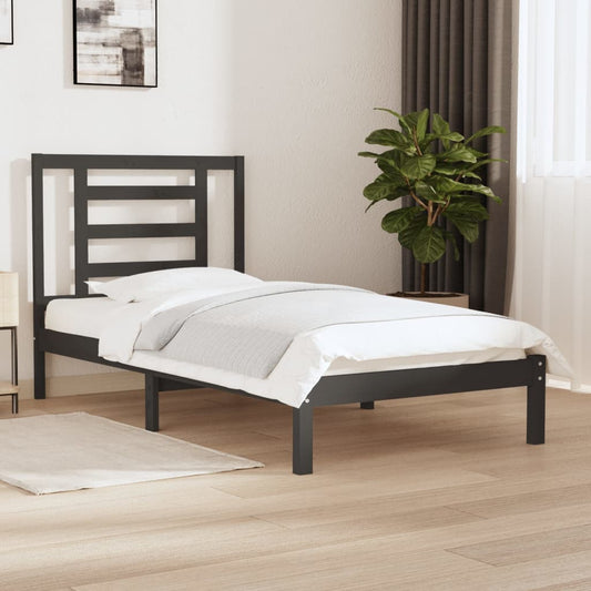 Bedframe Massief Grenenhout Grijs 100X200 Cm