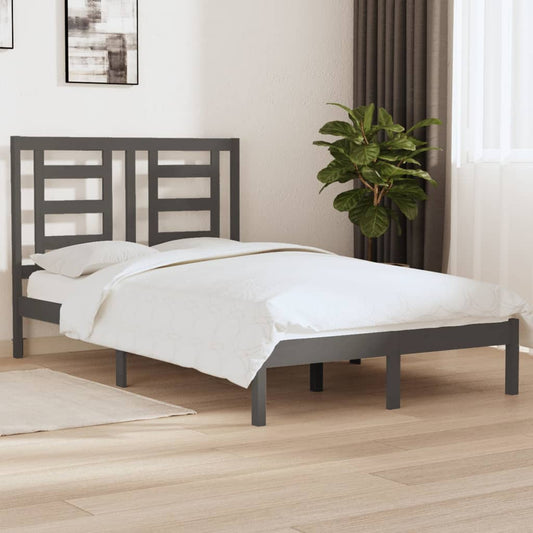 Bedframe Massief Grenenhout Grijs 120X200 Cm