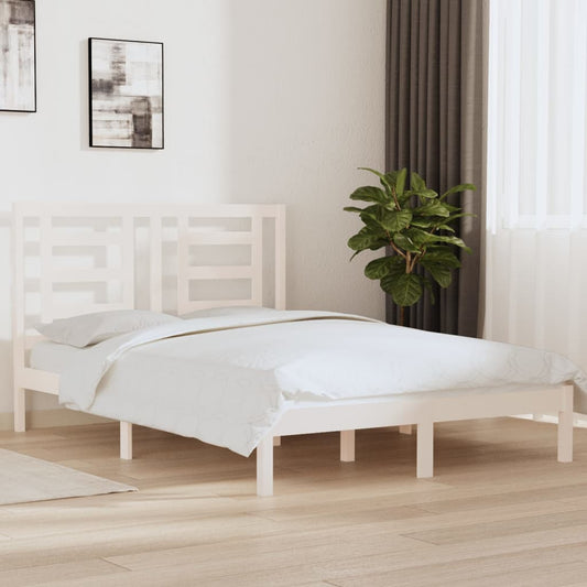 Bedframe Massief Grenenhout Wit 150X200 Cm 5Ft King Size