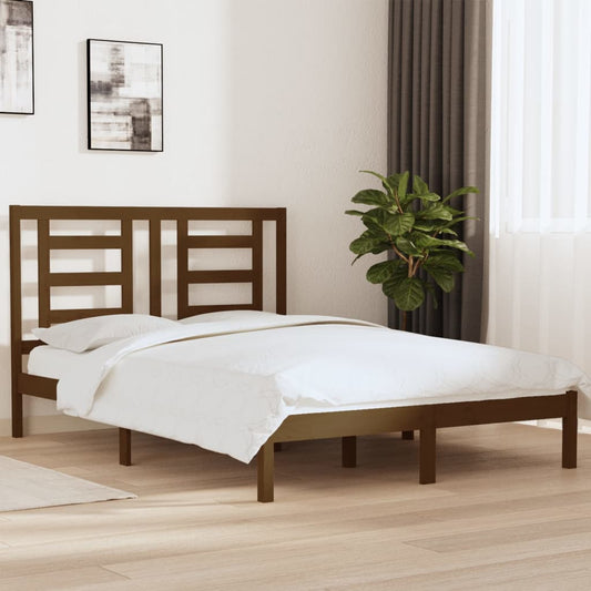 Bedframe Grenenhout Honingbruin 150X200 Cm 5Ft King Size