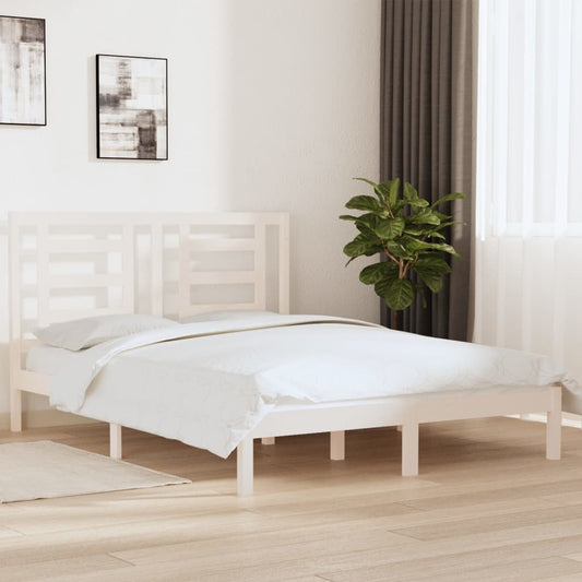 Bedframe Massief Grenenhout Wit 160X200 Cm