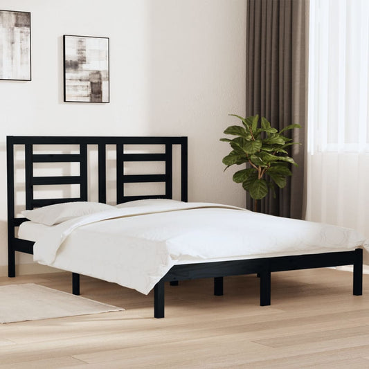 Bedframe Massief Grenenhout Zwart 160X200 Cm