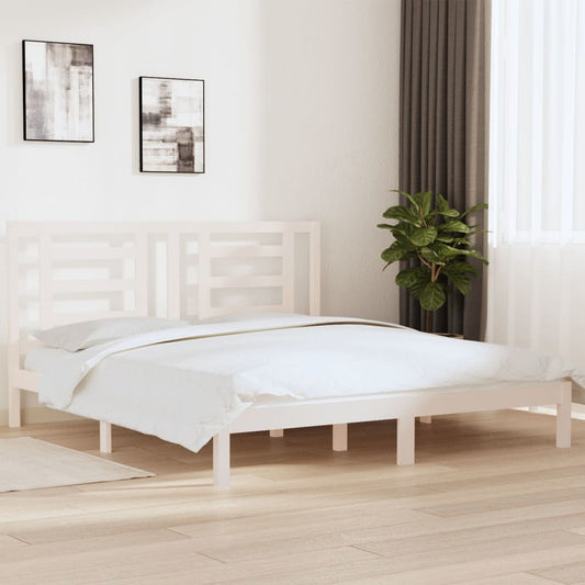 Bedframe Massief Hout Wit 180X200 Cm 6Ft Super King