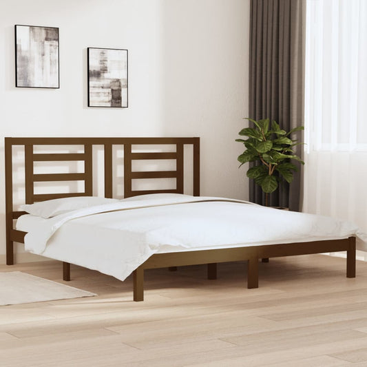 Bedframe Massief Hout Honingbruin 180X200 Cm 6Ft Super King