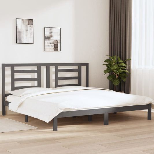 Bedframe Massief Grenenhout Grijs 200X200 Cm