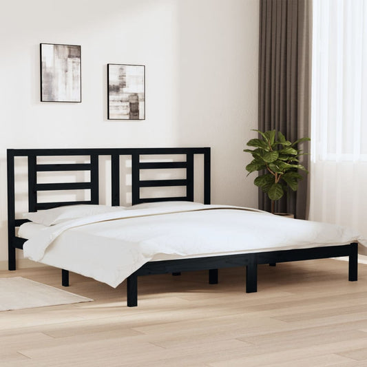 Bedframe Massief Grenenhout Zwart 200X200 Cm