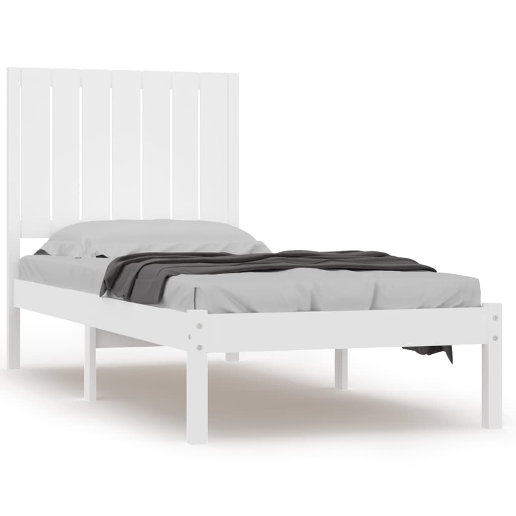Bedframe Massief Hout Wit 75X190 Cm 2Ft6 Small Single