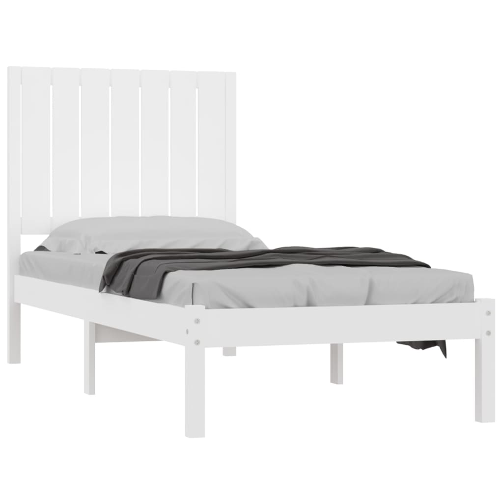 Bedframe Massief Hout Wit 75X190 Cm 2Ft6 Small Single