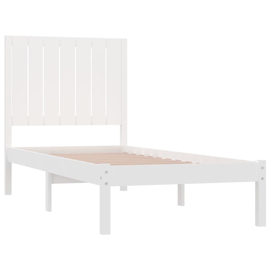 Bedframe Massief Hout Wit 75X190 Cm 2Ft6 Small Single