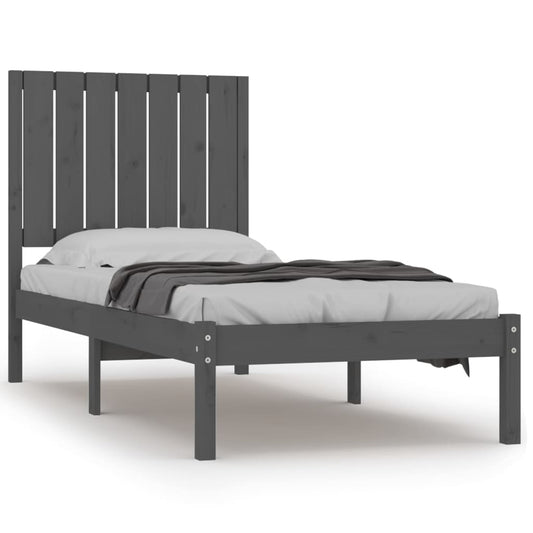 Bedframe Massief Hout Grijs 75X190 Cm 2Ft6 Small Single