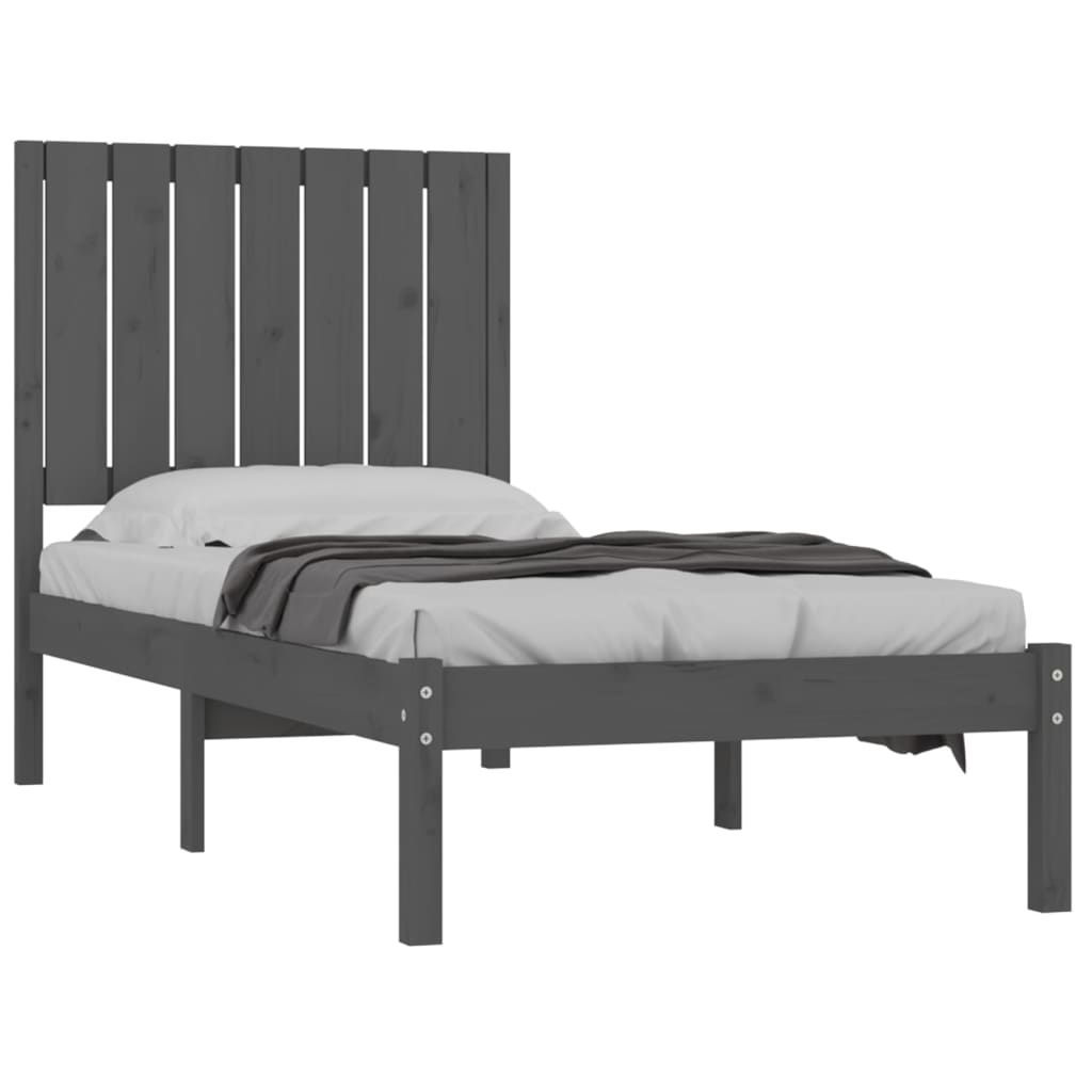 Bedframe Massief Hout Grijs 75X190 Cm 2Ft6 Small Single