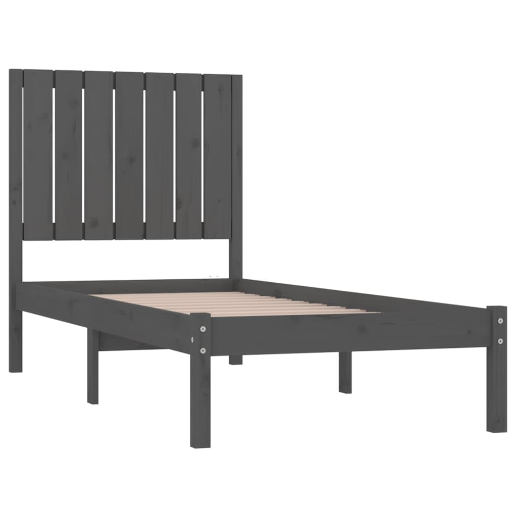 Bedframe Massief Hout Grijs 75X190 Cm 2Ft6 Small Single