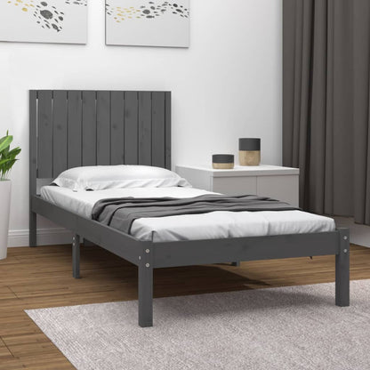 Bedframe Massief Grenenhout Grijs 90X190 Cm 3Ft Single