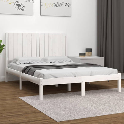 Bedframe Massief Grenenhout Wit 135X190 Cm 4Ft6 Double