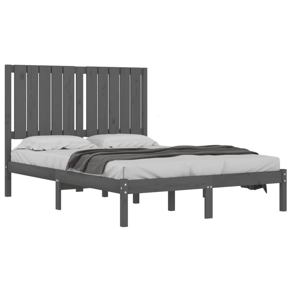 Bedframe Massief Grenenhout Grijs 120X200 Cm