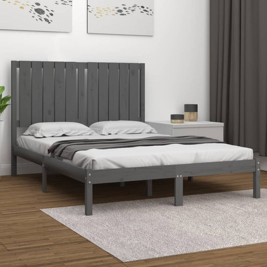 Bedframe Massief Grenenhout Grijs 120X200 Cm