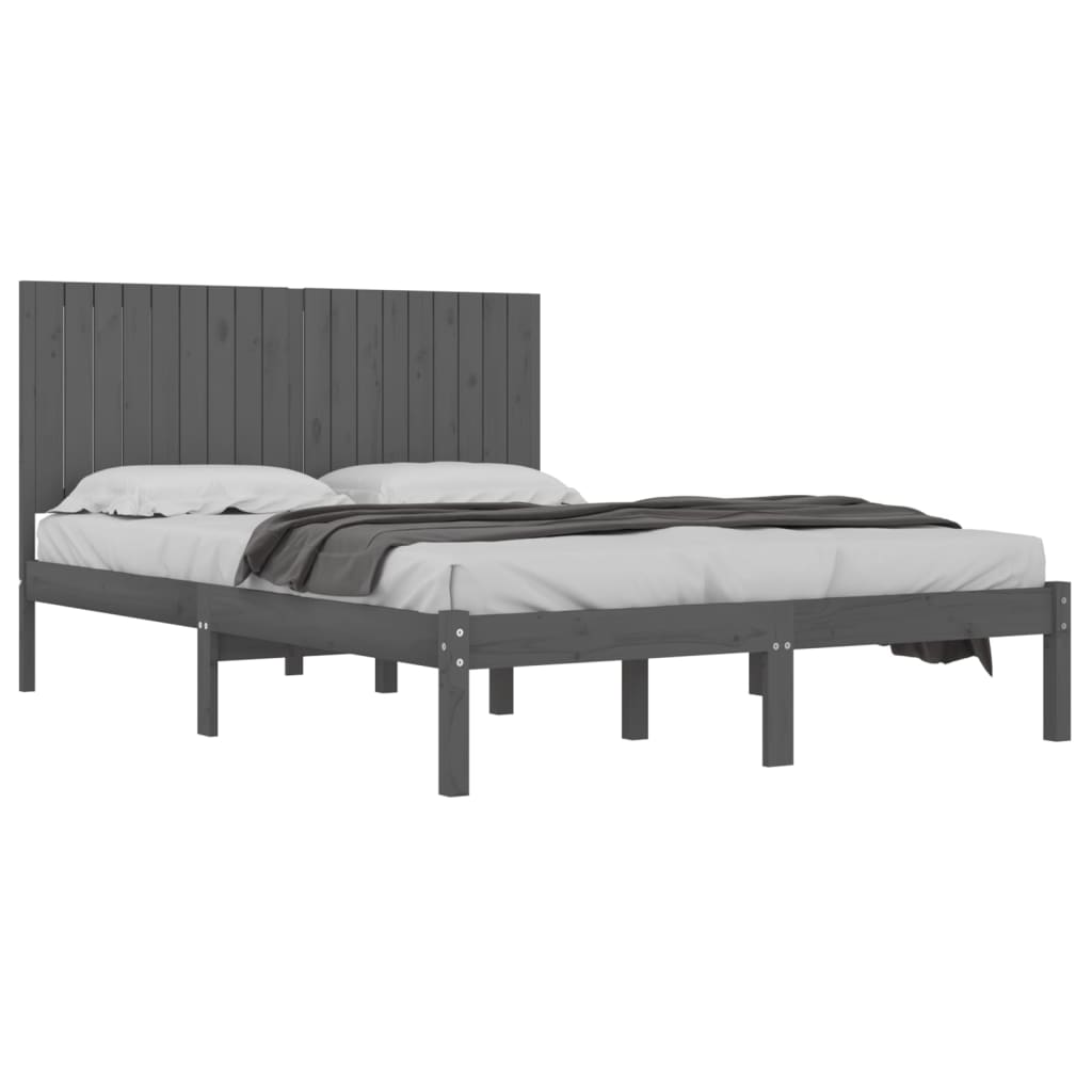 Bedframe Massief Hout Grijs 180X200 Cm 6Ft Super King