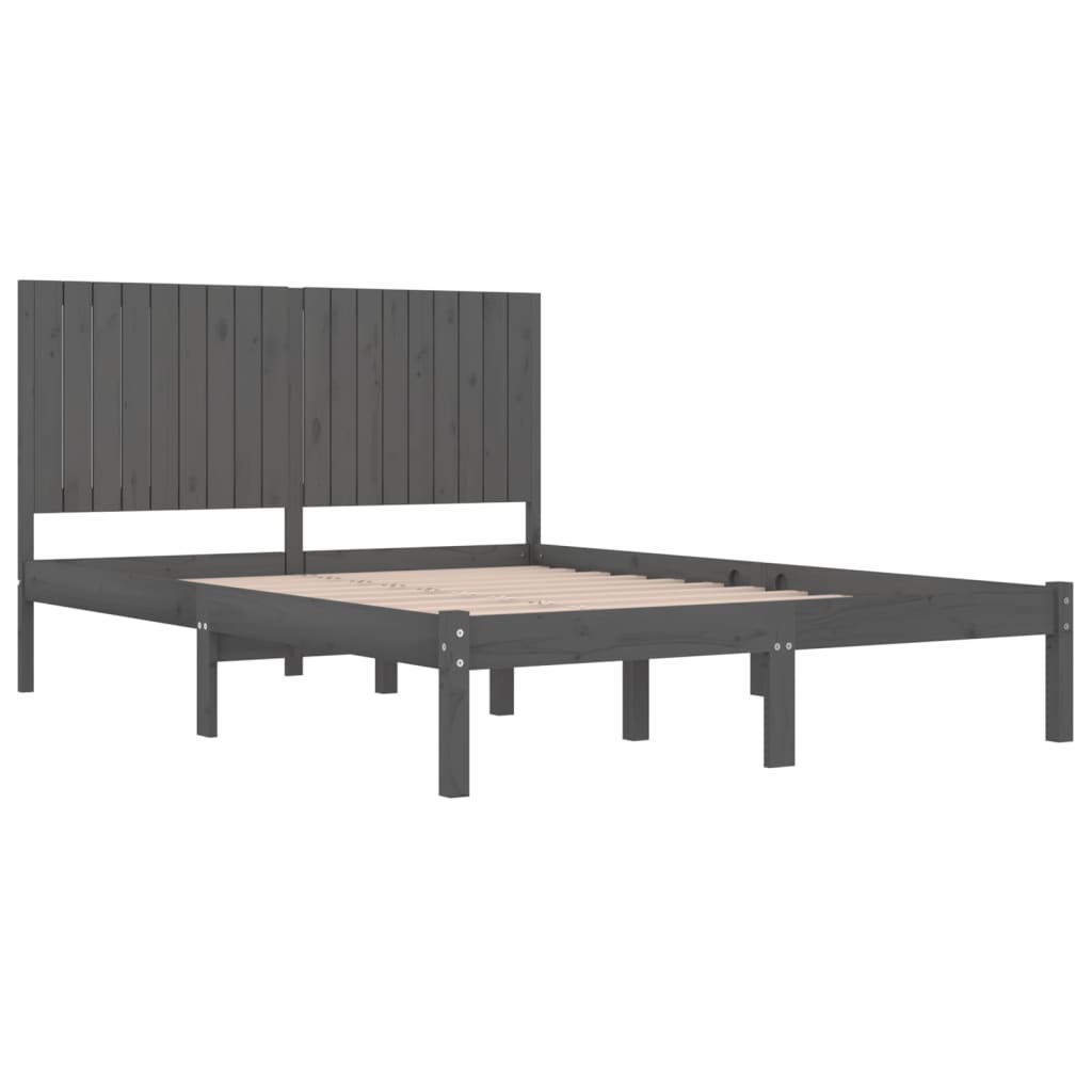 Bedframe Massief Hout Grijs 180X200 Cm 6Ft Super King