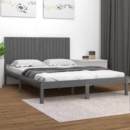 Bedframe Massief Hout Grijs 180X200 Cm 6Ft Super King