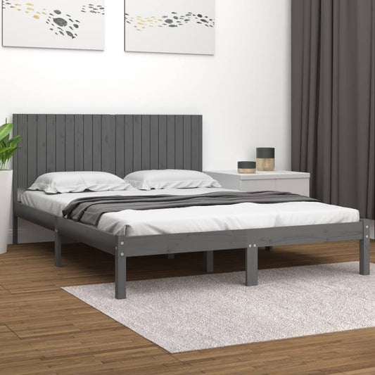 Bedframe Massief Grenenhout Grijs 200X200 Cm