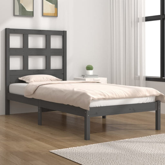 Bedframe Massief Grenenhout Grijs 75X190 Cm 2Ft6 Small Single