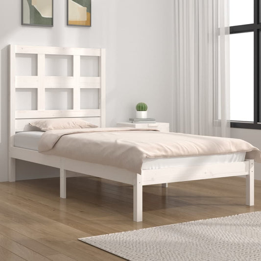 Bedframe Massief Grenenhout Wit 90X190 Cm 3Ft Single