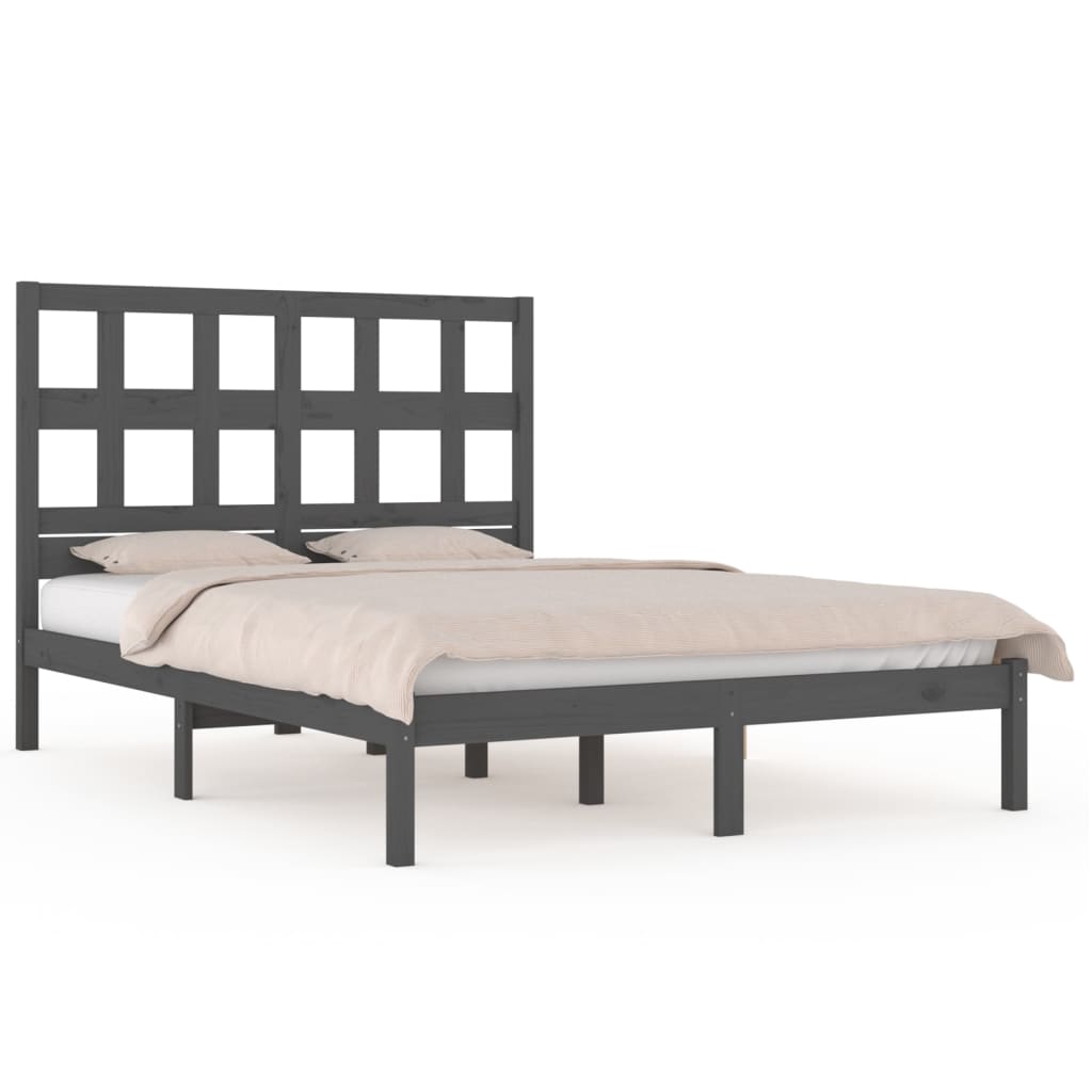 Bedframe Massief Grenenhout Grijs 120X190 Cm 4Ft Small Double