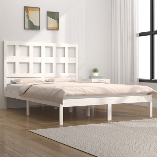 Bedframe Massief Grenenhout Wit 135X190 Cm 4Ft6 Double