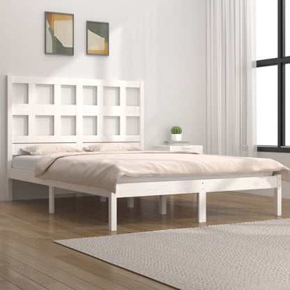 Bedframe Massief Grenenhout Wit 140X190 Cm