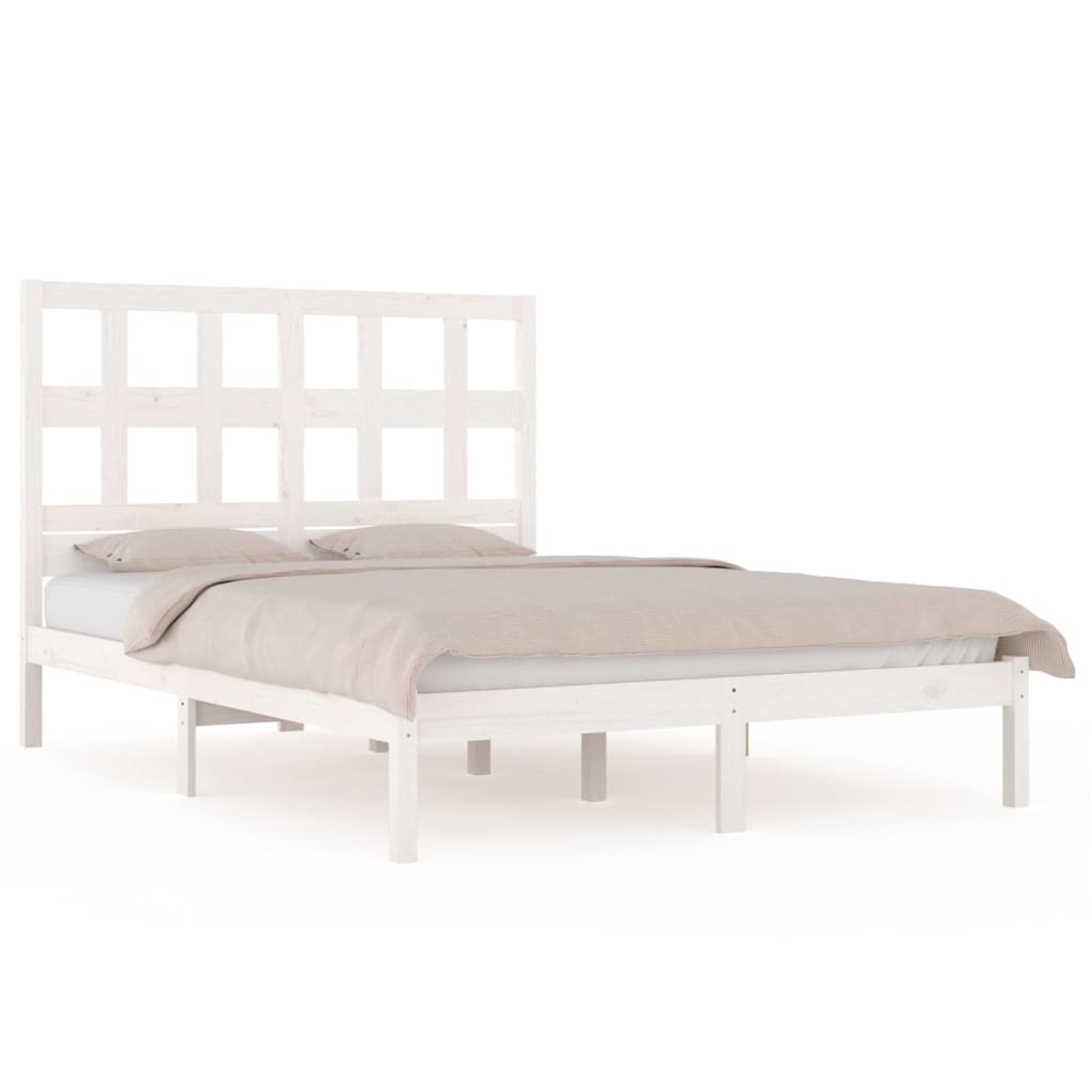 Bedframe Massief Grenenhout Wit 200X200 Cm