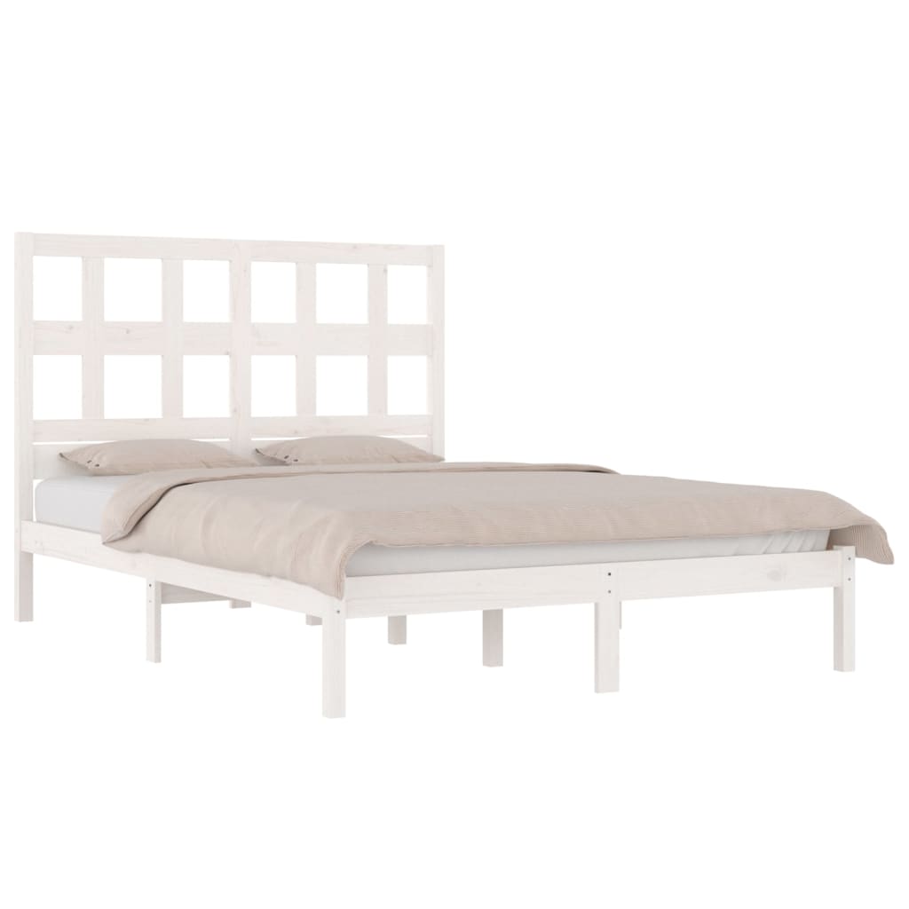 Bedframe Massief Grenenhout Wit 200X200 Cm
