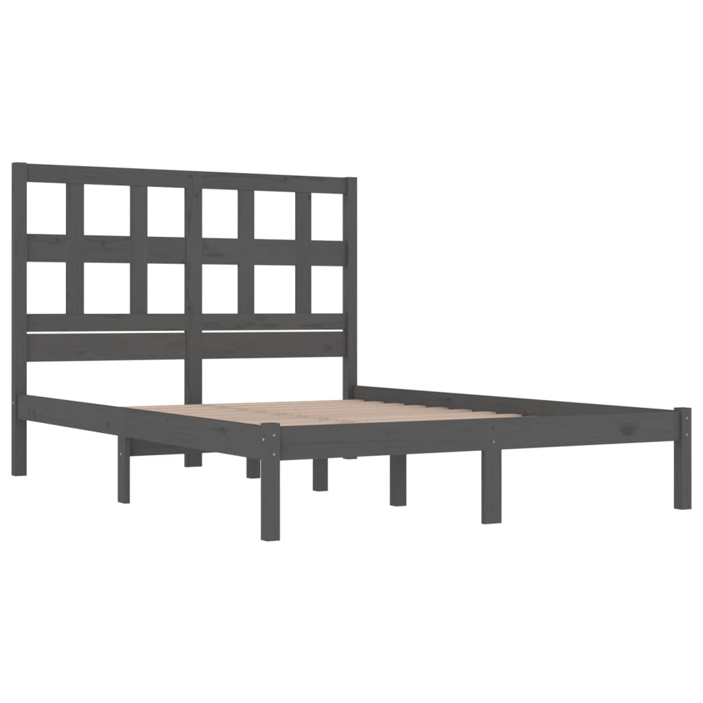 Bedframe Massief Grenenhout Grijs 200X200 Cm