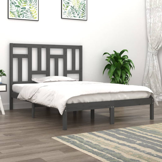 Bedframe Massief Grenenhout Grijs 150X200 Cm 5Ft King Size