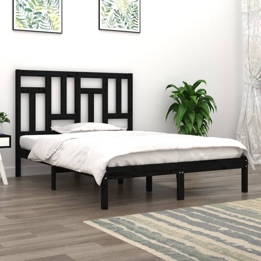 Bedframe Massief Grenenhout Zwart 150X200 Cm 5Ft King Size