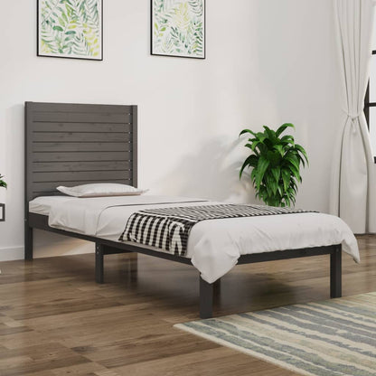 Bedframe Massief Hout Grijs 75X190 Cm 2Ft6 Small Single