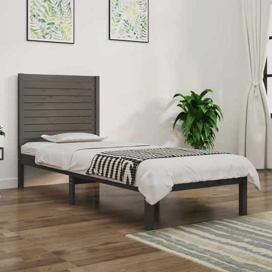 Bedframe Massief Hout Grijs 75X190 Cm 2Ft6 Small Single