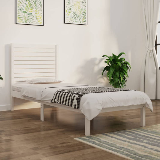 Bedframe Massief Hout Wit 90X190 Cm 3Ft6 Single
