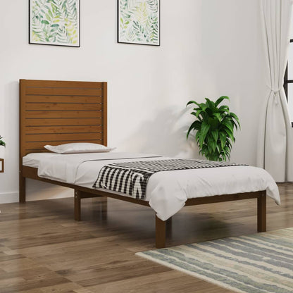 Bedframe Massief Hout Honingbruin 90X190 Cm 3Ft6 Single