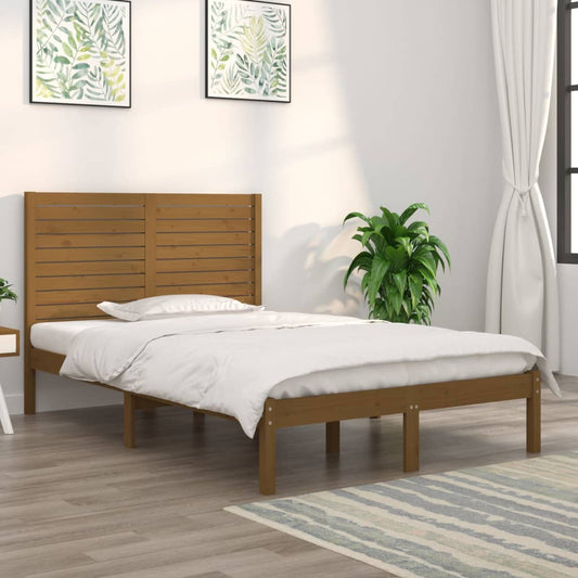Bedframe Massief Hout Honingbruin 135X190 Cm 4Ft6 Double
