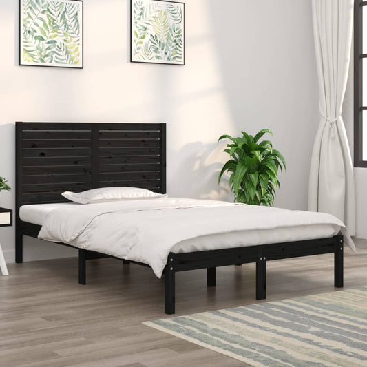 Bedframe Massief Hout Zwart 135X190 Cm 4Ft6 Double