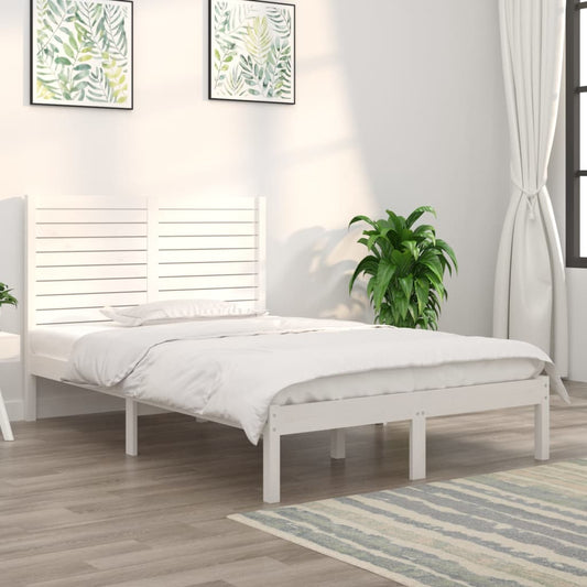 Bedframe Massief Hout Wit 140X190 Cm
