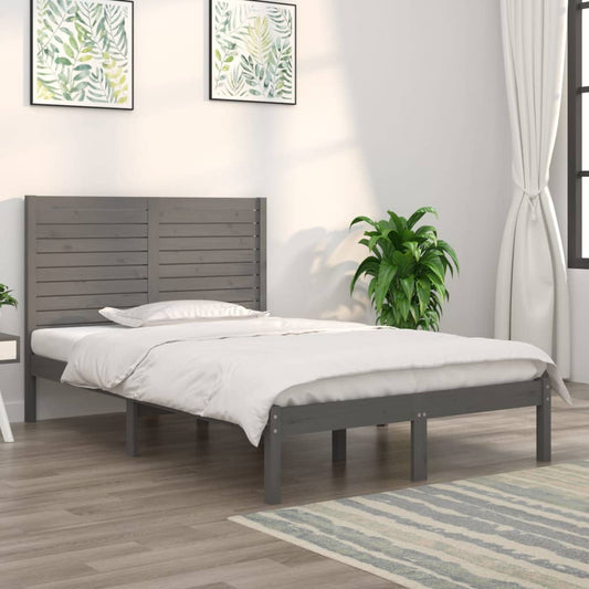 Bedframe Massief Hout Grijs 140X190 Cm