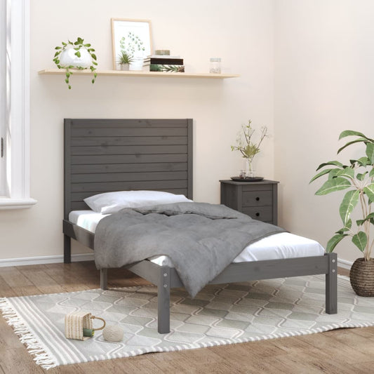 Bedframe Massief Hout Grijs 100X200 Cm