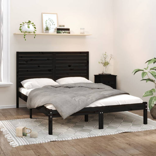Bedframe Massief Hout Zwart 120X200 Cm