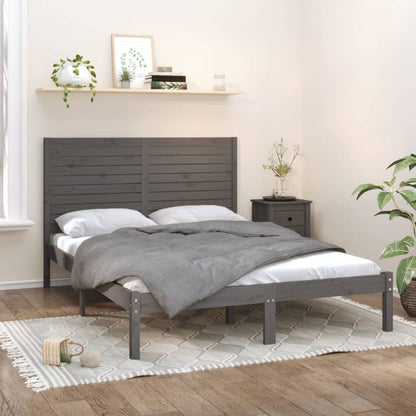 Bedframe Massief Hout Grijs 140X200 Cm
