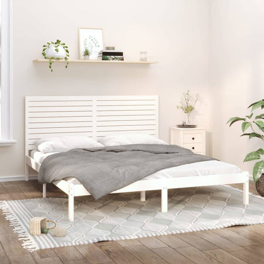 Bedframe Massief Hout Wit 200X200 Cm