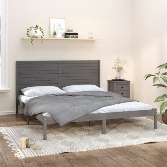 Bedframe Massief Hout Grijs 200X200 Cm