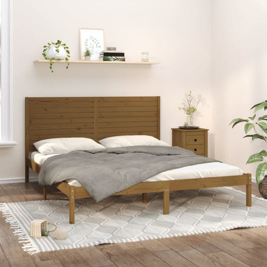 Bedframe Massief Hout Honingbruin 200X200 Cm